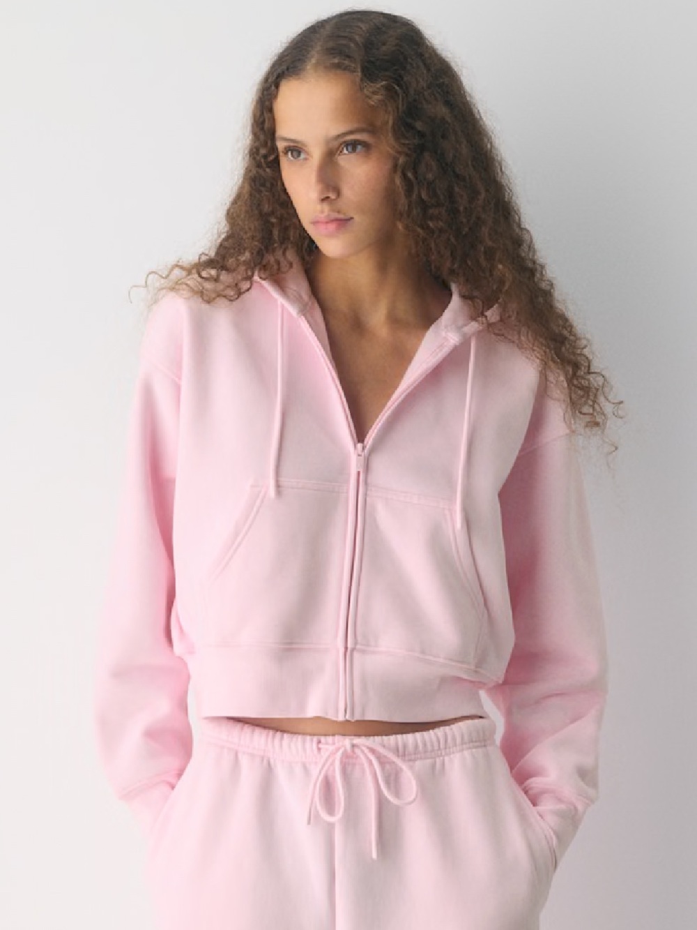 Aritzia Cozy Sweatfleece Boyfriend Boxy Zip Hoodie Villa Pink Size Medium